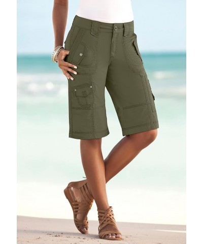 Women's Plus Size Cargo Shorts Dark Olive Green $26.00 Shorts