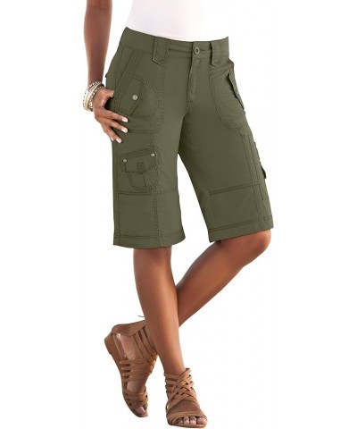 Women's Plus Size Cargo Shorts Dark Olive Green $26.00 Shorts