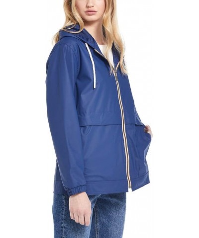 Womens Waterproof Coated Rain Jacket with Hood -Light Windbreaker Raincoat for Women-Hooded Rain Slicker Twilight Blue $21.00...