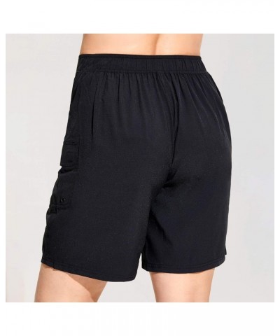 Women's Athletic Plus Size Swim Board Quick Dry Shorts with Pocket (Plus Size) Black $15.00 Swimsuits