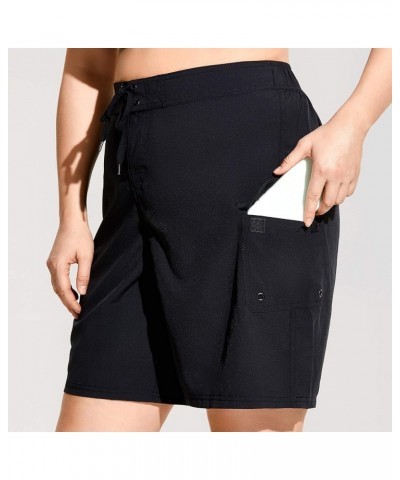 Women's Athletic Plus Size Swim Board Quick Dry Shorts with Pocket (Plus Size) Black $15.00 Swimsuits