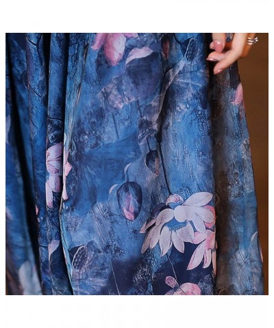 Women's Short Sleeve Floral Bohemian Maxi Dress Blue Lotus $24.74 Dresses