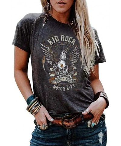 Rock Music Shirt for Women Skeleton Eagle Graphic Tank Top Vintage Country Country Music Skull Top Dark Gray2 $8.99 Tanks