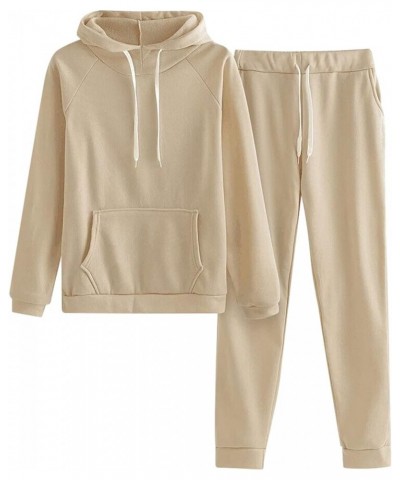 Women Pullover Hoodie Pockets Sweatpants Sport Jogger Sweatsuit D-khaki $9.17 Hoodies & Sweatshirts