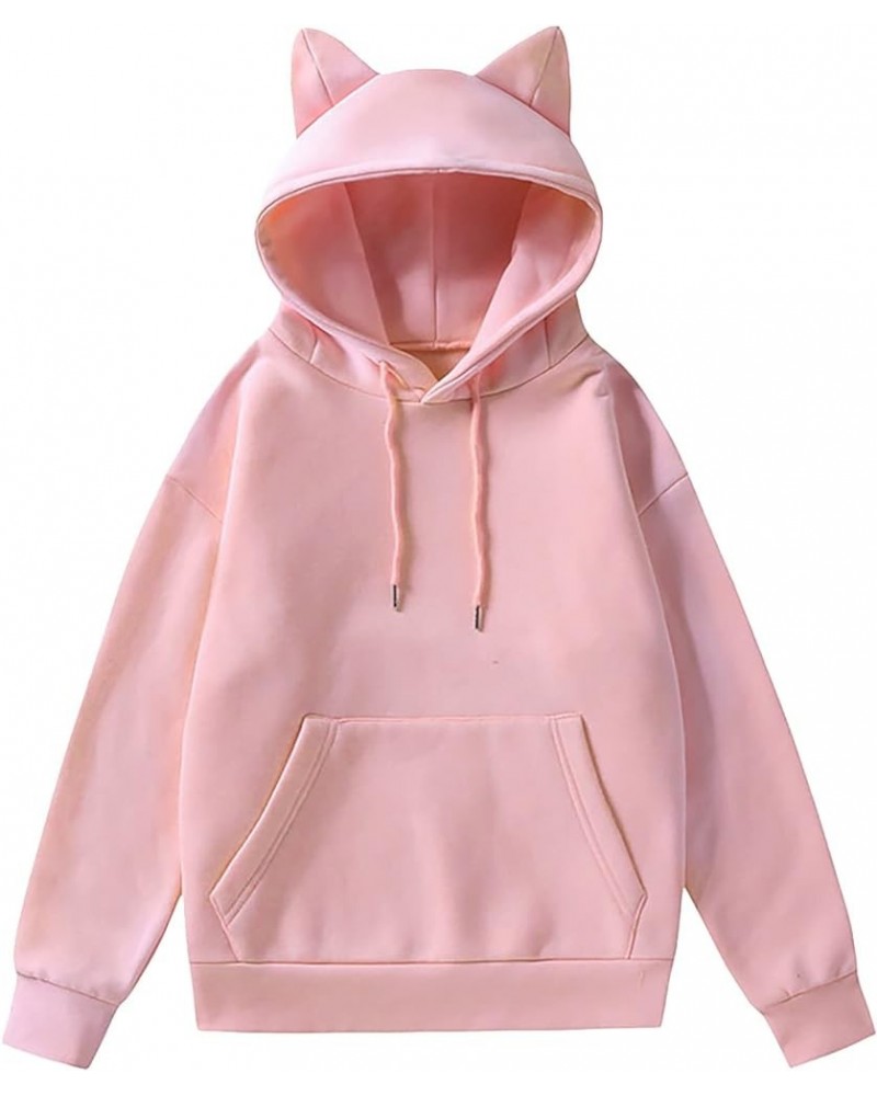 Women's Cat Hoodies for Women with Hood Wool Lined Cat Ear Hoodies Pullover Kawaii Hoodies with Ears Drawstring Cute Rd2 $23....