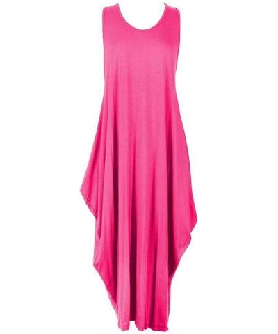 Ladies Womens Sleeveless Italian Lagenlook Tulip Parachute Summer Midi Dress Top Cerise $24.74 Activewear