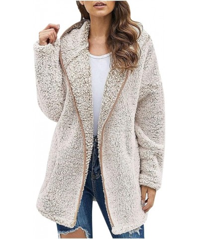 Womens Fleece Jacket Winter Fuzzy Sherpa Lined Open Front Long Cardigan Coats Thermal Hooded Jackets with Pockets M-khaki $10...