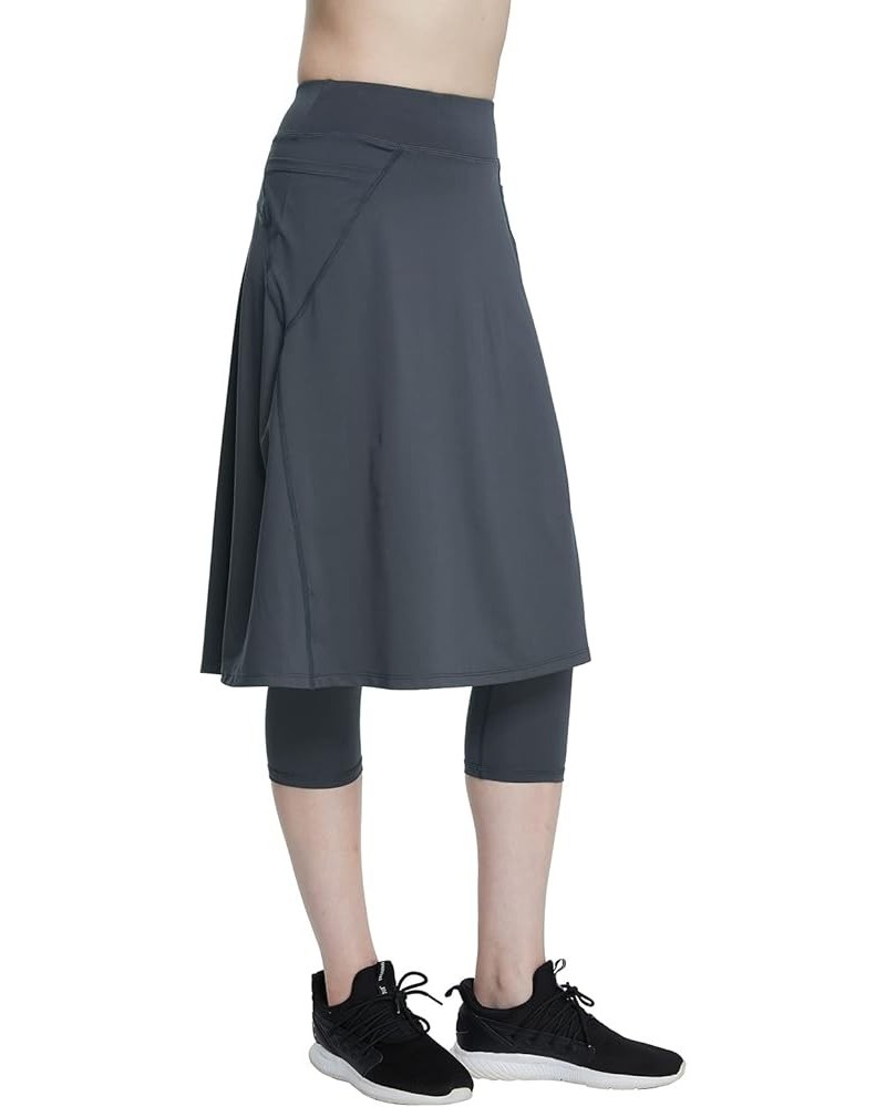 Women Skirted Capri Leggings with Pockets Skirt Leggings for Women Golf Skirts with Leggings Cropped 26 Inch Black $18.80 Skirts