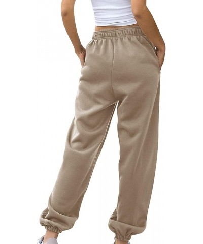 Women Baggy Sweatpants Cinch Bottom Joggers Pants Drawstring High Waisted Athletic Fit Lounge Trousers with Pockets A4-khaki~...