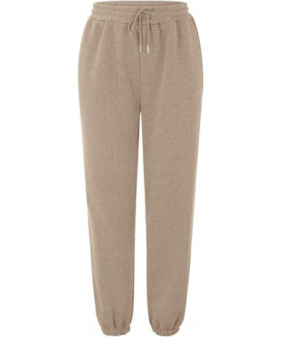 Women Baggy Sweatpants Cinch Bottom Joggers Pants Drawstring High Waisted Athletic Fit Lounge Trousers with Pockets A4-khaki~...