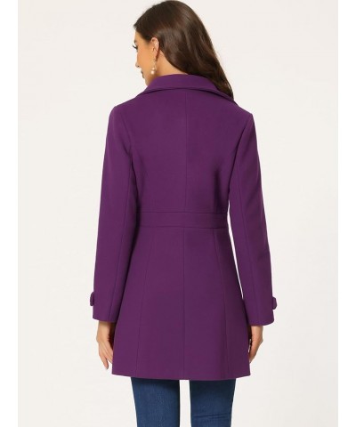 Women's Winter Classic Outwear Overcoat with Pockets Single Breasted Pea Coat Purple $35.26 Coats