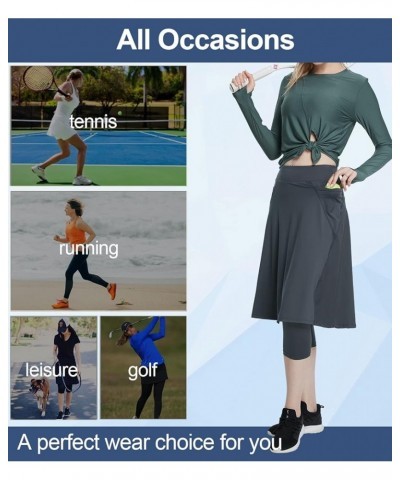 Women Skirted Capri Leggings with Pockets Skirt Leggings for Women Golf Skirts with Leggings Cropped 26 Inch Black $18.80 Skirts