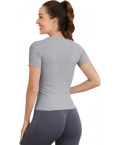 Short Sleeve Workout Tops for Women, Seamless Workout Shirts for Women, Yoga Athletic Shirts Soft Gym Tops Grey $13.57 Active...