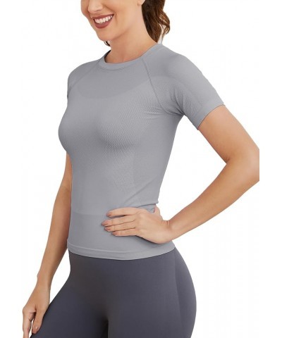 Short Sleeve Workout Tops for Women, Seamless Workout Shirts for Women, Yoga Athletic Shirts Soft Gym Tops Grey $13.57 Active...