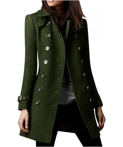 Women's Wool Blend Trench Winter Jackets Mid Long Warm Pea Coats Dressy Casual Double Breasted Overcoat with Pockets 08-army ...