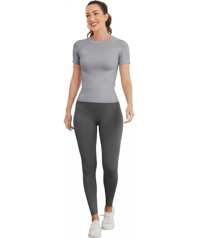 Short Sleeve Workout Tops for Women, Seamless Workout Shirts for Women, Yoga Athletic Shirts Soft Gym Tops Grey $13.57 Active...