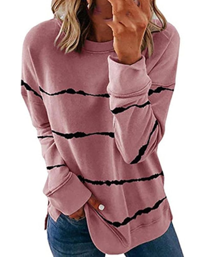 Long Sleeve Shirts for Women 2023 Casul Crewneck Lightweight Sweatshirts Fashion Print Loose Pullover Trendy Tops 14 Pink $10...