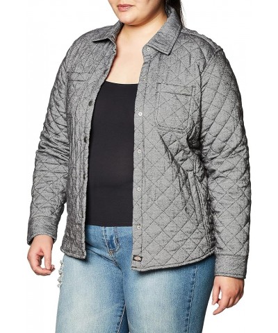 Women's Quilted Flannel Shirt Jacket Gray Two Tone Herringbone $21.61 Jackets