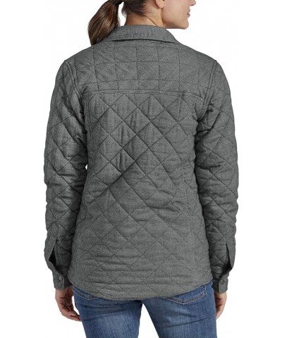 Women's Quilted Flannel Shirt Jacket Gray Two Tone Herringbone $21.61 Jackets