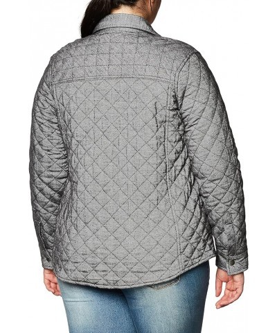 Women's Quilted Flannel Shirt Jacket Gray Two Tone Herringbone $21.61 Jackets