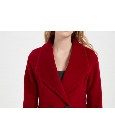 Autumn Winter Women's Elegant Double-Breasted Wool Coat Long Overcoat Jacket Wine Red $97.00 Coats