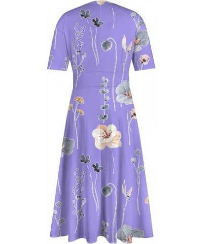 Women's Spring Dresses 2024 Short Sleeve V Neck High Waist Chiffon Dress Summer Swing Maxi Dresses 02-light Purple $25.64 Others