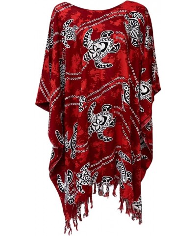 Kraft4Life| Women Summer Beach Cover up Oversize Caftan Tunic Casual Top Blouse Short Kaftan Beach Dress Poncho Tur-red $9.24...