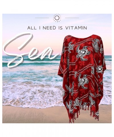 Kraft4Life| Women Summer Beach Cover up Oversize Caftan Tunic Casual Top Blouse Short Kaftan Beach Dress Poncho Tur-red $9.24...