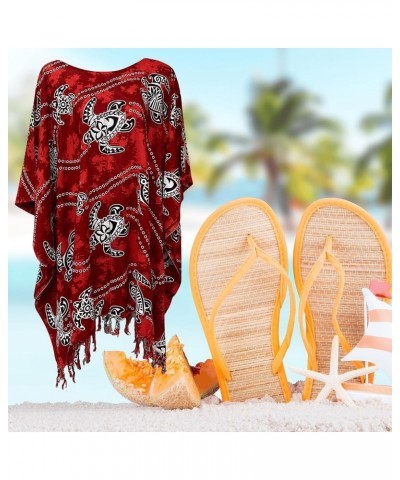 Kraft4Life| Women Summer Beach Cover up Oversize Caftan Tunic Casual Top Blouse Short Kaftan Beach Dress Poncho Tur-red $9.24...