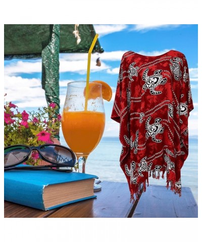 Kraft4Life| Women Summer Beach Cover up Oversize Caftan Tunic Casual Top Blouse Short Kaftan Beach Dress Poncho Tur-red $9.24...