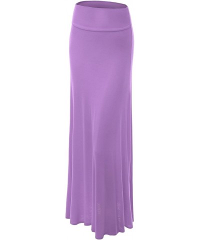 Women's Stylish Comfy Floor Length Flar Long Maxi Skirt Wb296_lilac $15.78 Skirts