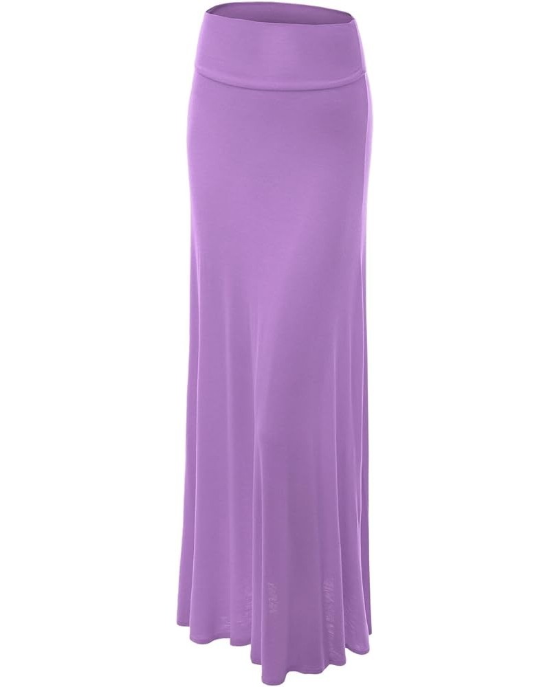 Women's Stylish Comfy Floor Length Flar Long Maxi Skirt Wb296_lilac $15.78 Skirts