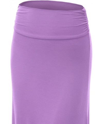 Women's Stylish Comfy Floor Length Flar Long Maxi Skirt Wb296_lilac $15.78 Skirts