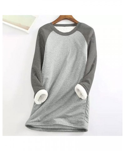 Sherpa Lined Sweatshirts for Women Warm Fleece Crewneck Pullover with Pocket, Winter Thermal Loungewear B-gray $9.07 Tops