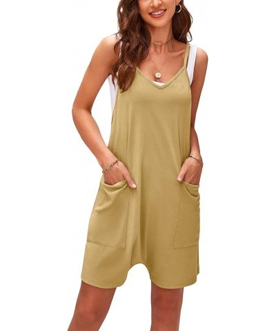 Overall Shorts for Women Summer Short Overalls Rompers Loose Fit Stretchy Harem Jumpsuits Khaki $11.19 Overalls