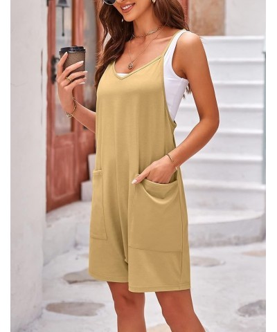 Overall Shorts for Women Summer Short Overalls Rompers Loose Fit Stretchy Harem Jumpsuits Khaki $11.19 Overalls