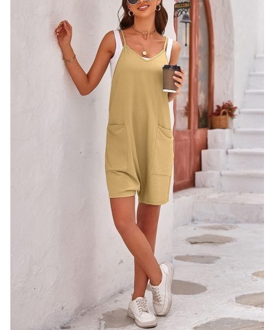 Overall Shorts for Women Summer Short Overalls Rompers Loose Fit Stretchy Harem Jumpsuits Khaki $11.19 Overalls