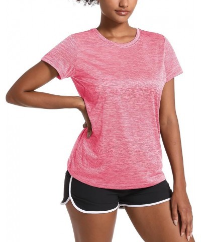 Women's Workout Shirts Crewneck Short Sleeve Lightweight Soft Tops for Athletic Sports Fitness Exercise Yoga Pink $10.79 Acti...