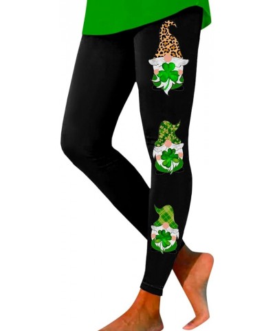 St Patricks Day Leggings for Women Print Tights St Pa Day Shamrock Leggings 3D Printed Irish Green Stretchy Yoga Pants Z1-bla...