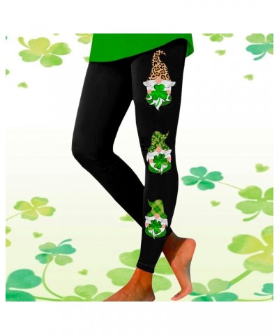 St Patricks Day Leggings for Women Print Tights St Pa Day Shamrock Leggings 3D Printed Irish Green Stretchy Yoga Pants Z1-bla...