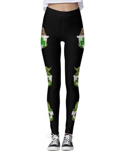 St Patricks Day Leggings for Women Print Tights St Pa Day Shamrock Leggings 3D Printed Irish Green Stretchy Yoga Pants Z1-bla...