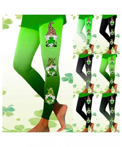 St Patricks Day Leggings for Women Print Tights St Pa Day Shamrock Leggings 3D Printed Irish Green Stretchy Yoga Pants Z1-bla...