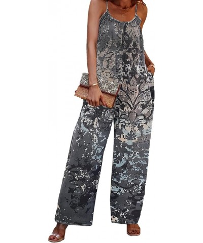 Womens Casual Spaghetti Strap Jumpsuits Wide Leg Pant Rompers with Pockets 06-black $14.40 Jumpsuits