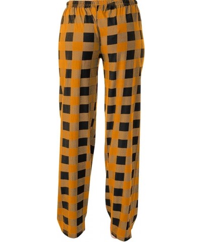 Womens Pajama Pants Plaid Printed Wide Leg Lounge Pants Drawstring Casual Soft Comfy Sleep Bottoms With Pockets 4-orange $8.7...