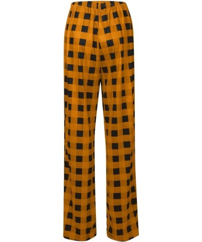 Womens Pajama Pants Plaid Printed Wide Leg Lounge Pants Drawstring Casual Soft Comfy Sleep Bottoms With Pockets 4-orange $8.7...