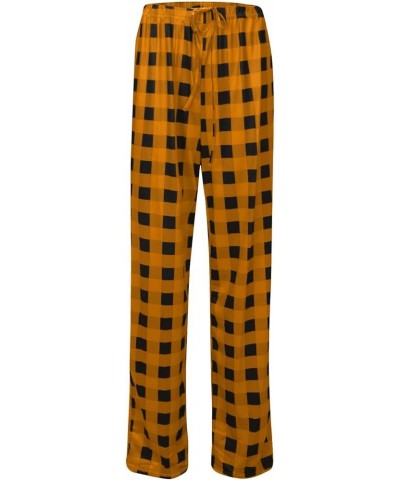 Womens Pajama Pants Plaid Printed Wide Leg Lounge Pants Drawstring Casual Soft Comfy Sleep Bottoms With Pockets 4-orange $8.7...