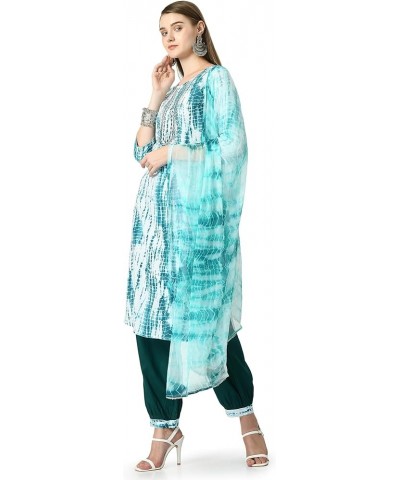 Women Indian Kurti set women Blue Shibori Print $28.31 Tops