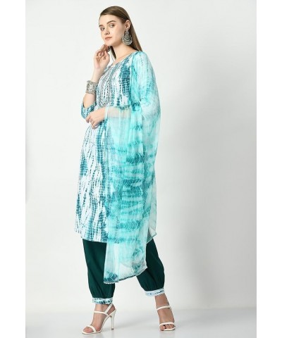 Women Indian Kurti set women Blue Shibori Print $28.31 Tops