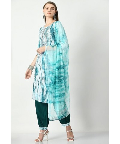 Women Indian Kurti set women Blue Shibori Print $28.31 Tops