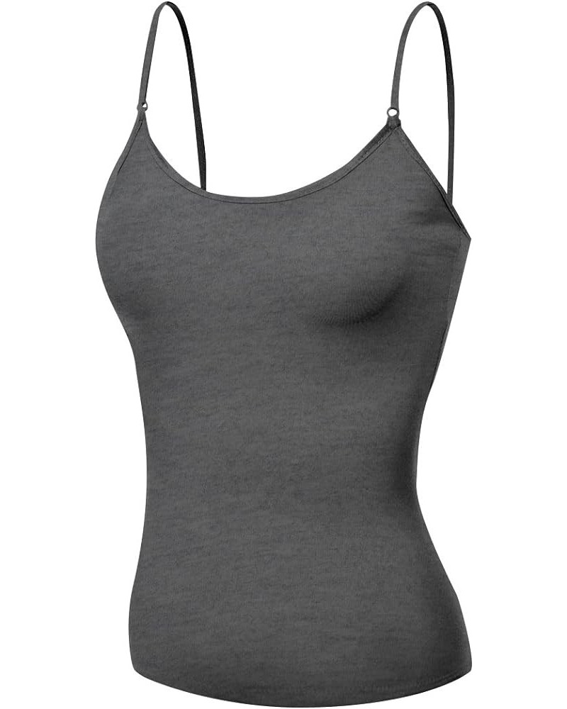 Women's Camisole Built in Bra Wireless Fabric Support Short Cami H Charcoal $7.93 Tanks